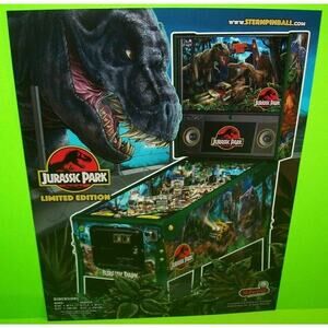 Jurassic Park Limited Ed Pinball FLYER Original Game Vintage Promo Art Dinosaurs